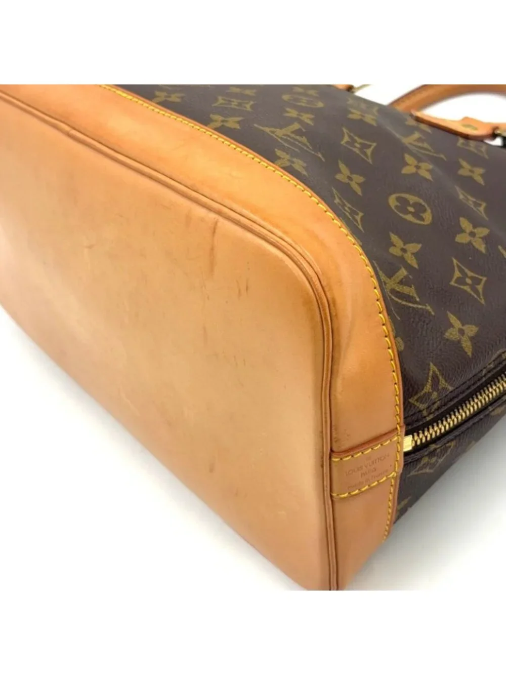 Louis Vuitton Alma PM Monogram Leather Brown Light Handbag Gold